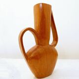 Scandinavian vintage carved teak vase, 1960