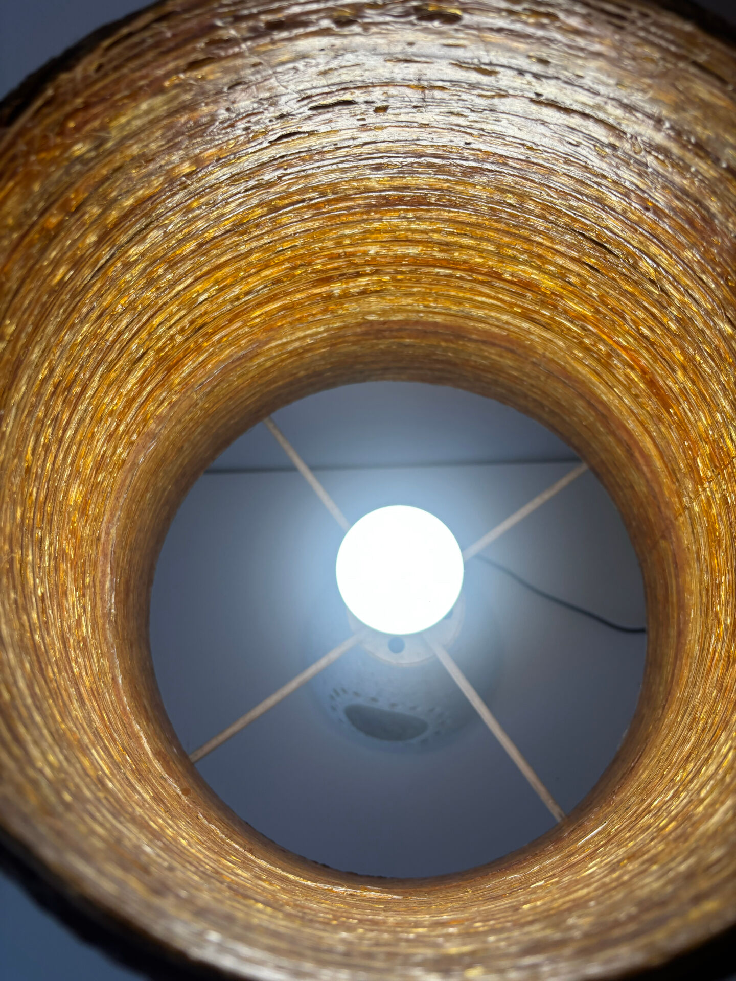 Accolay Lamp, the base in glazed ceramic with openwork decoration.