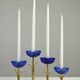 Bougeoirs en laiton massif et en verre artistique bleu cobalt par Gunnar Ander pour Ystad-Metall, Suède, années 1950.