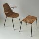 Wicker armchair and footrest, Germany, 1960s