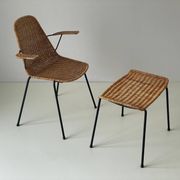 Wicker armchair and footrest, Germany, 1960s