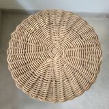 Table d'appoint vintage en bambou et osier tressé