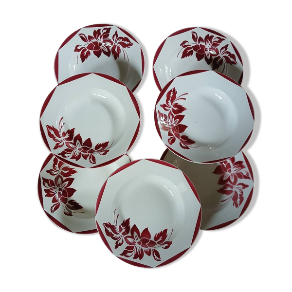 6 assiettes creuses anciennes Digoin et Sarreguemines