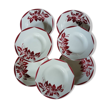 6 antique soup plates from Digoin and Sarreguemines