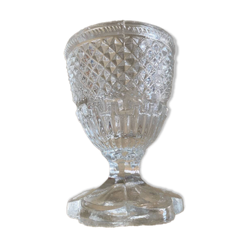 Antique pressed molded glass egg cup