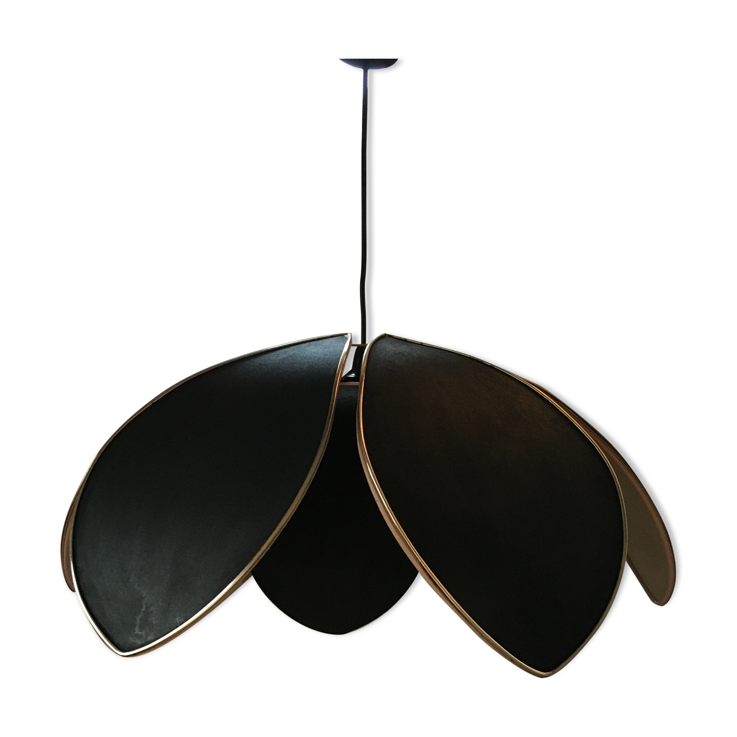 Black fabric flower and gold liseret hanging lamp