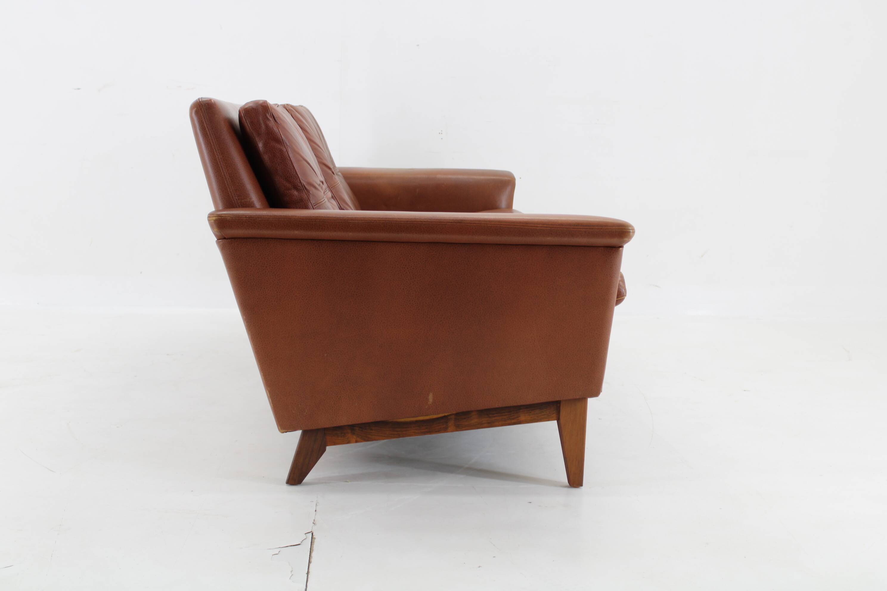 1970s Brown Leather 3-Seater Sofa, Denmark