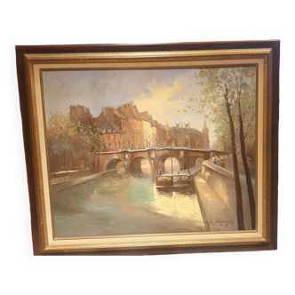 Huile sur toile quai de Seine Paris