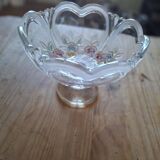Crystal footed bowl - heart and flower