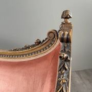 Louis XVI style canapé in carved wood and velvet, 20th century
