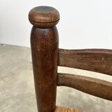 Dudouyt style straw-seated fireplace chair