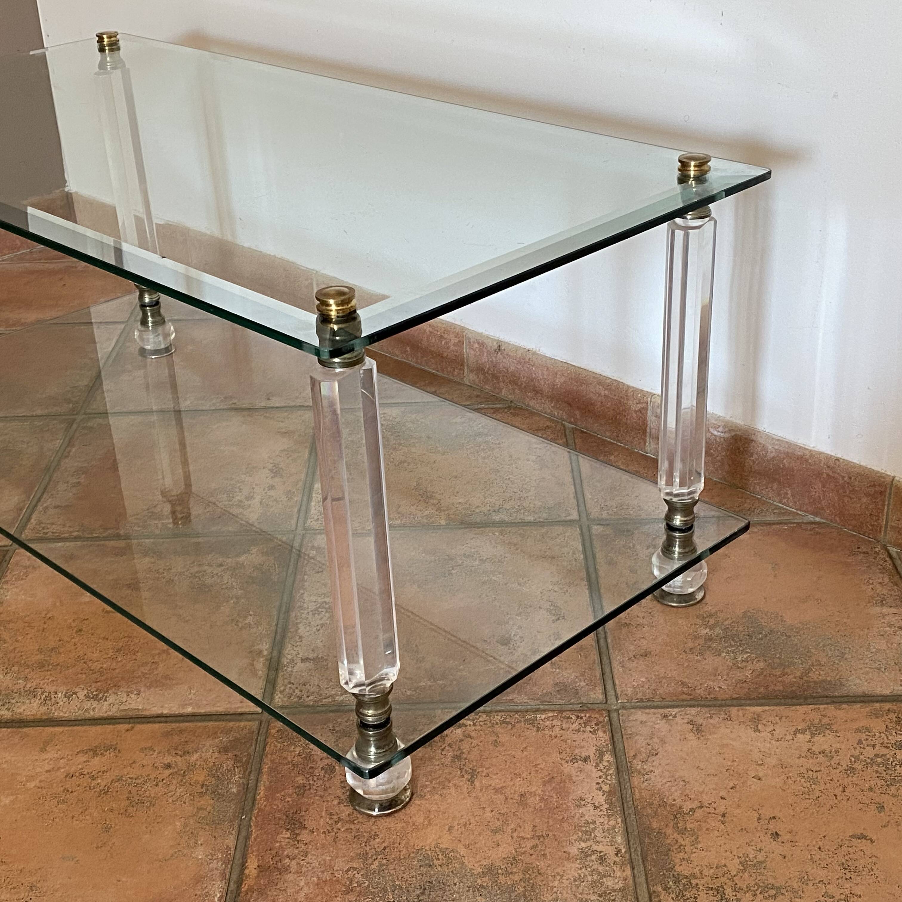 Roche Bobois coffee table. 1970. Lucite and glass.
