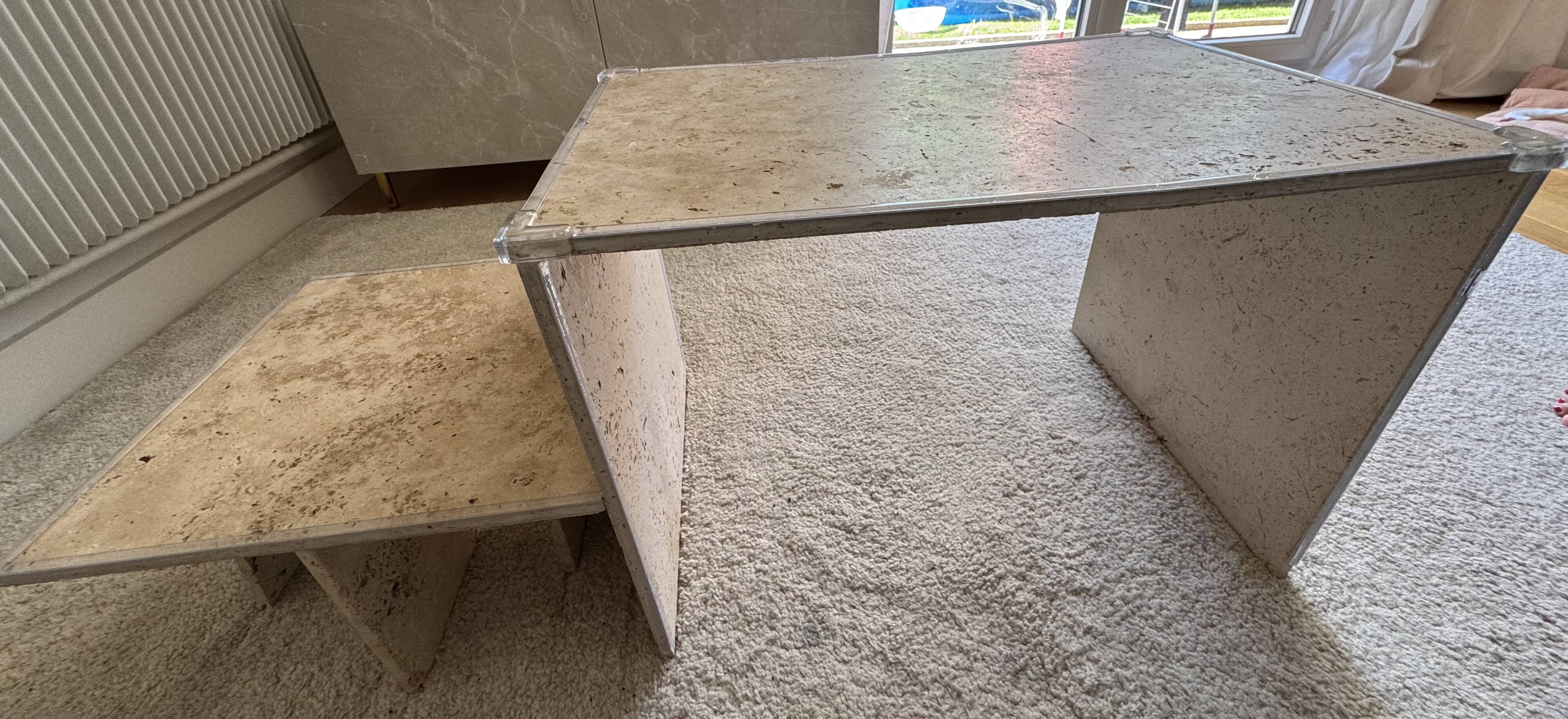 Travertine coffee table