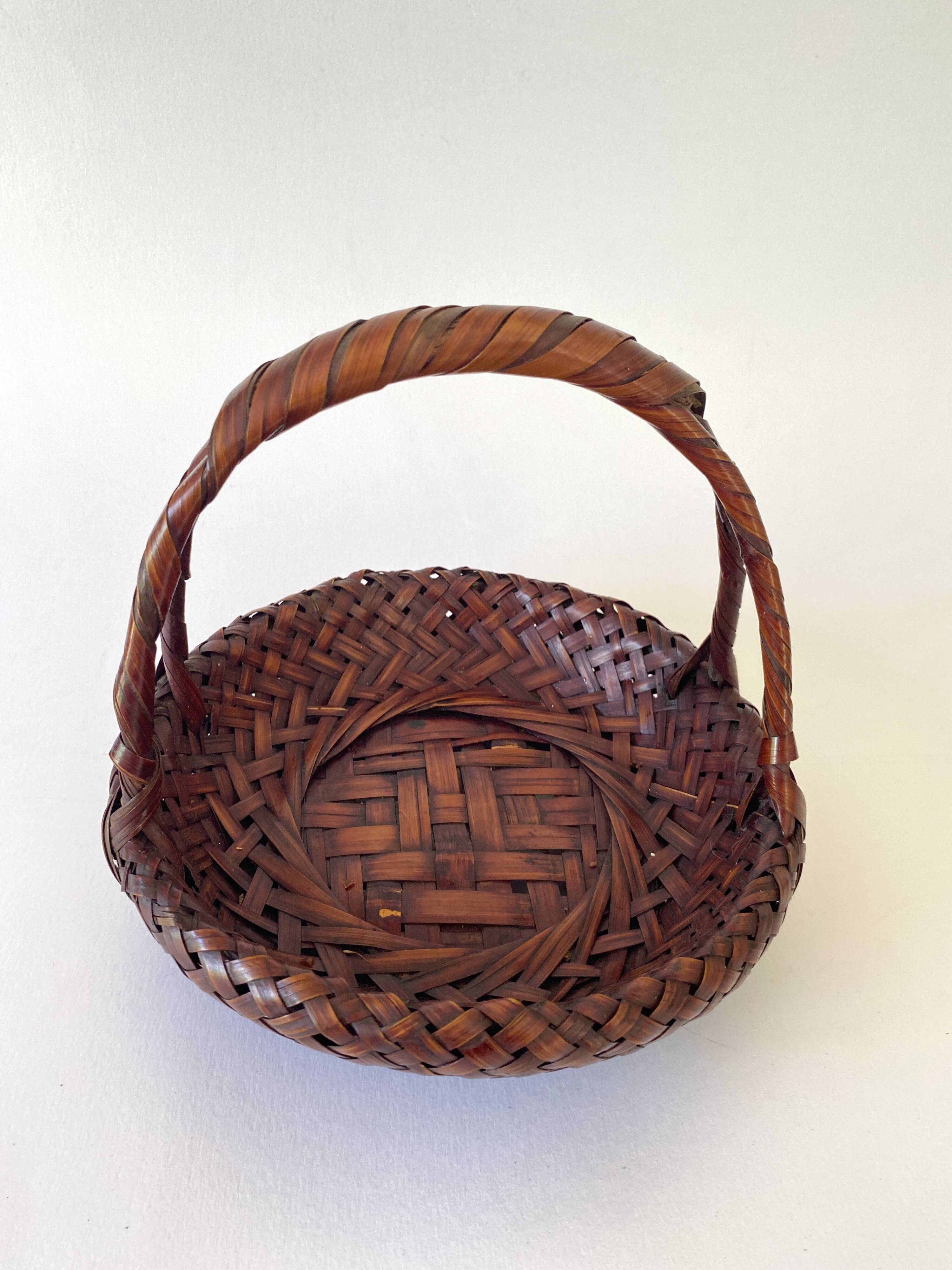 Japanese Ikebana basket, woven bamboo, 1960