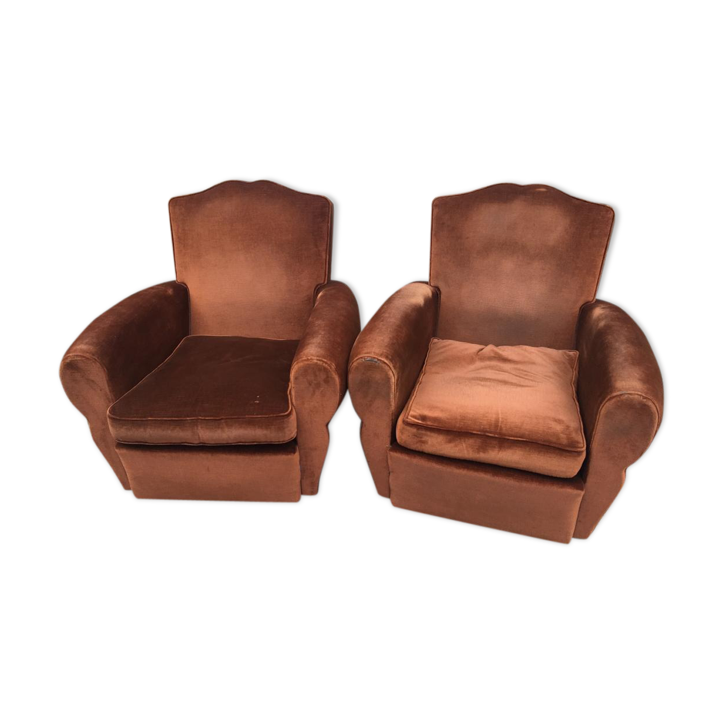 Velvet club chairs pair