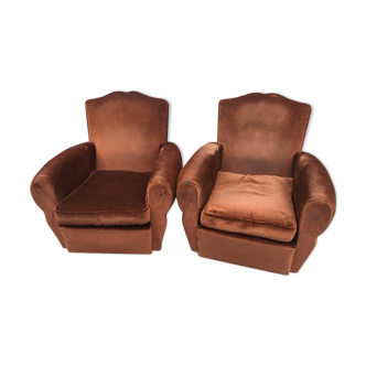 Velvet club chairs pair