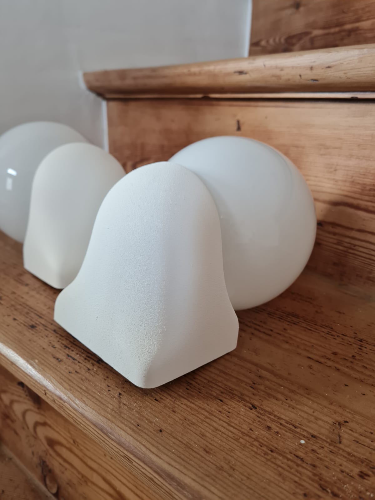 Pair of white opaline wall lamps