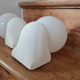 Pair of white opaline wall lamps