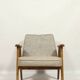 Vintage armchair in natural rustic oak wood herringbone fabric modern design by Chierovsky