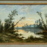 Oil on cardboard riveting nineteenth eugene labitte