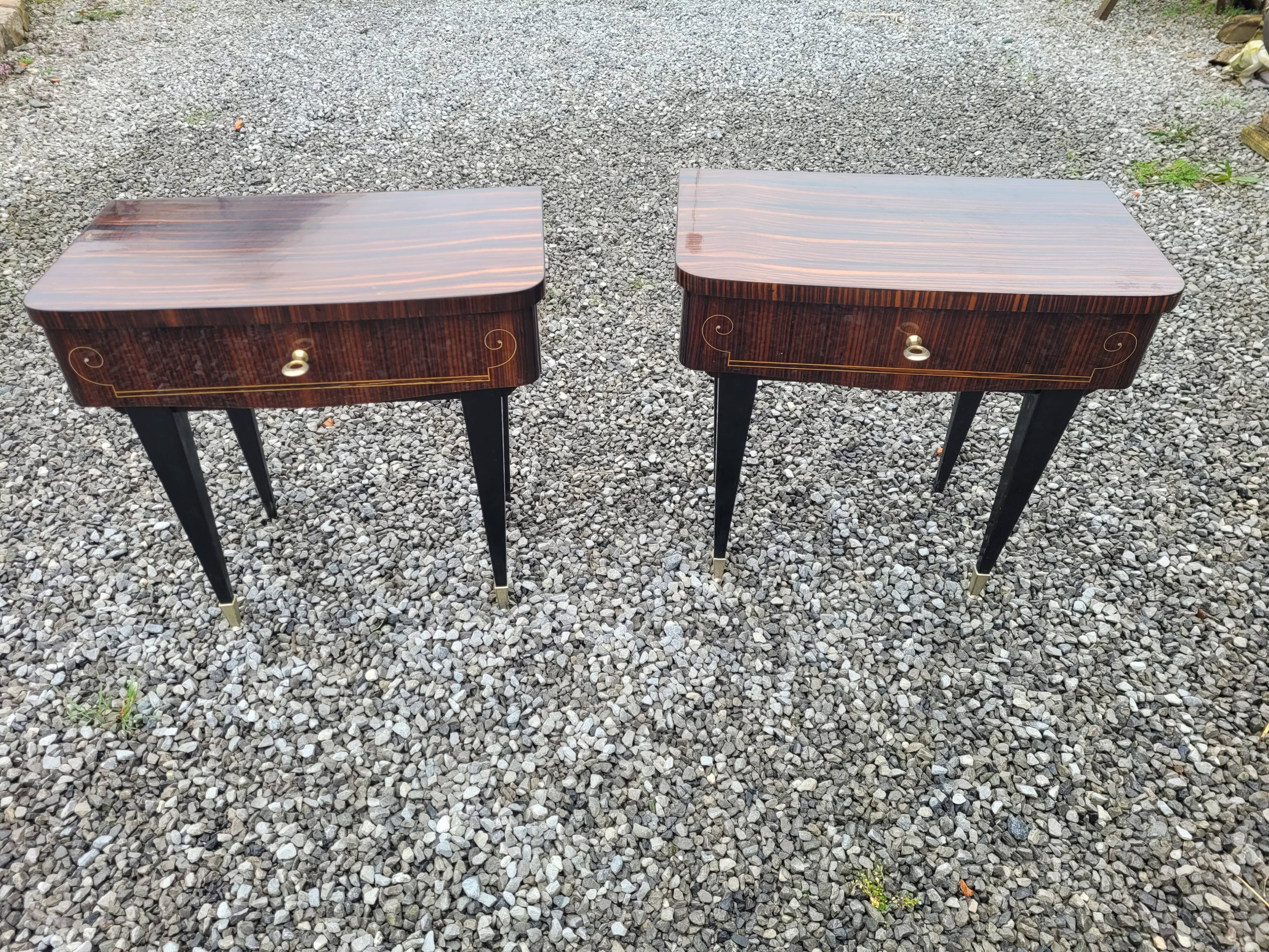 Pair of vintage rosewood bedside tables