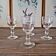 Vintage engraved glass liqueur glasses (digestif), geometric design.