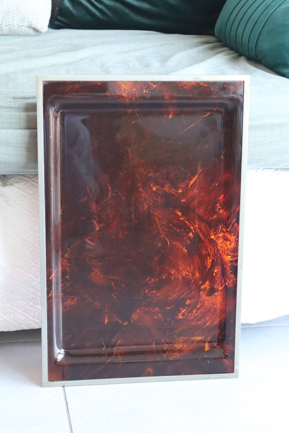 Vintage 70s tortoiseshell style lucite tray