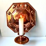 Scandinavian Antique Wall Candle Holder Sconce in Copper