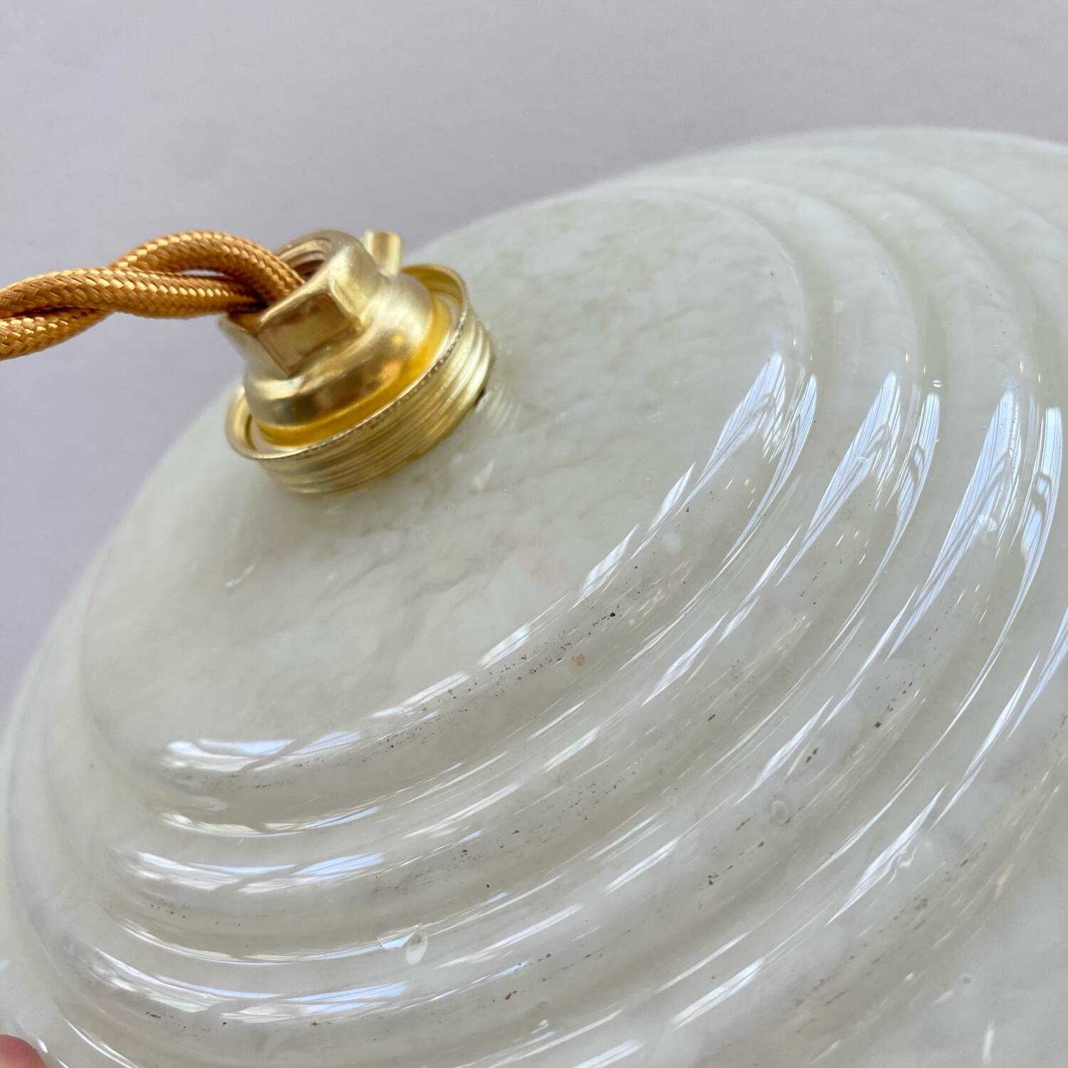 Pair of Art Deco Clichy glass pendant lights