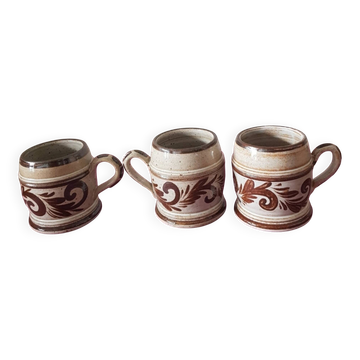3 stoneware beer mugs, Henri Siegfried (Alsace)