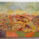 Naive painting: shepherd with sheep, oil on canvas signed