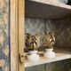 Florentine Renaissance Gilded Iron Acanthus Leaf Candleholders on Carrara Marble Bases, Set of 2