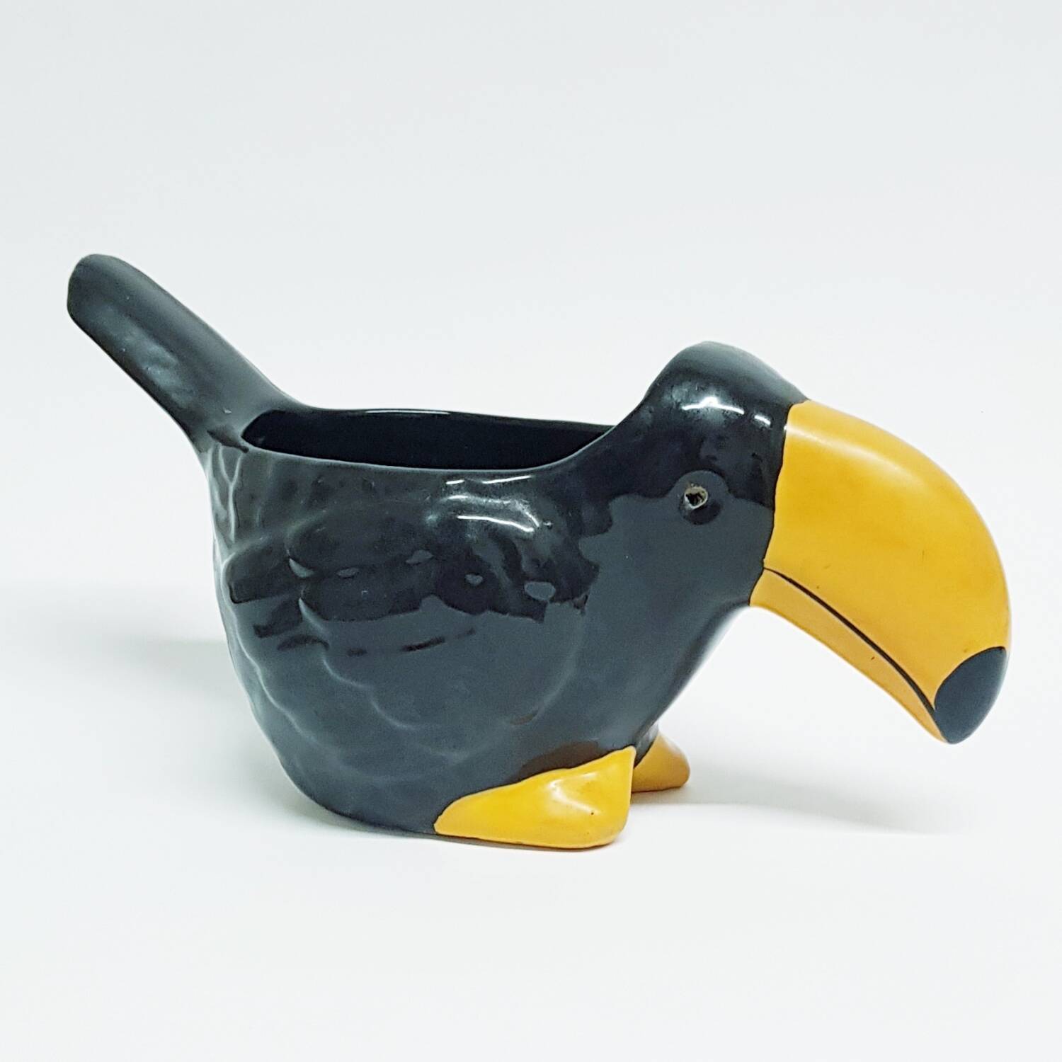 Cache-pot en céramique toucan vintage
