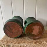 Pair of green glazed terracotta vases