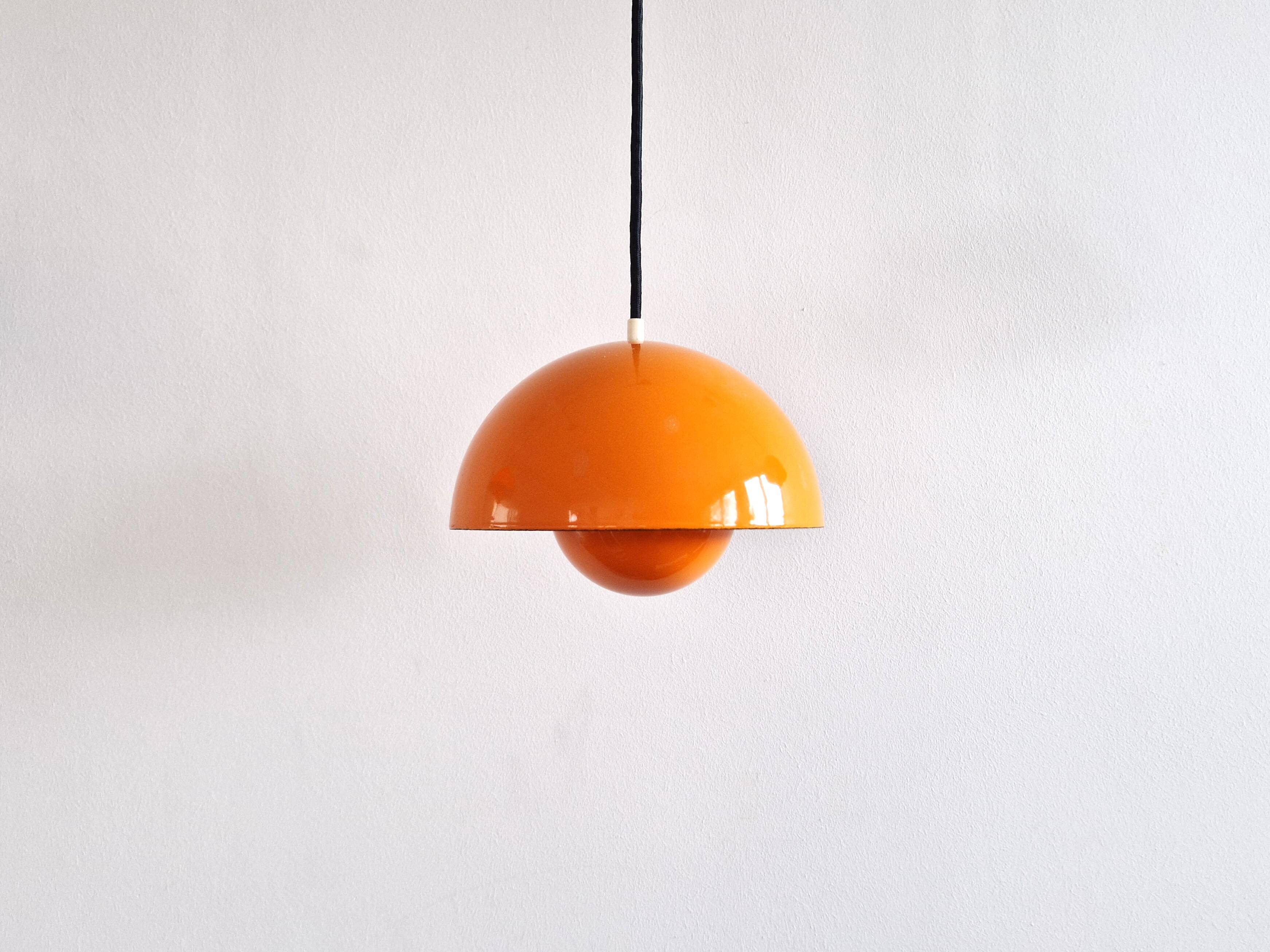 Orange Flowerpot pendant lamp by Verner Panton for Louis Poulsen, Denmark 1