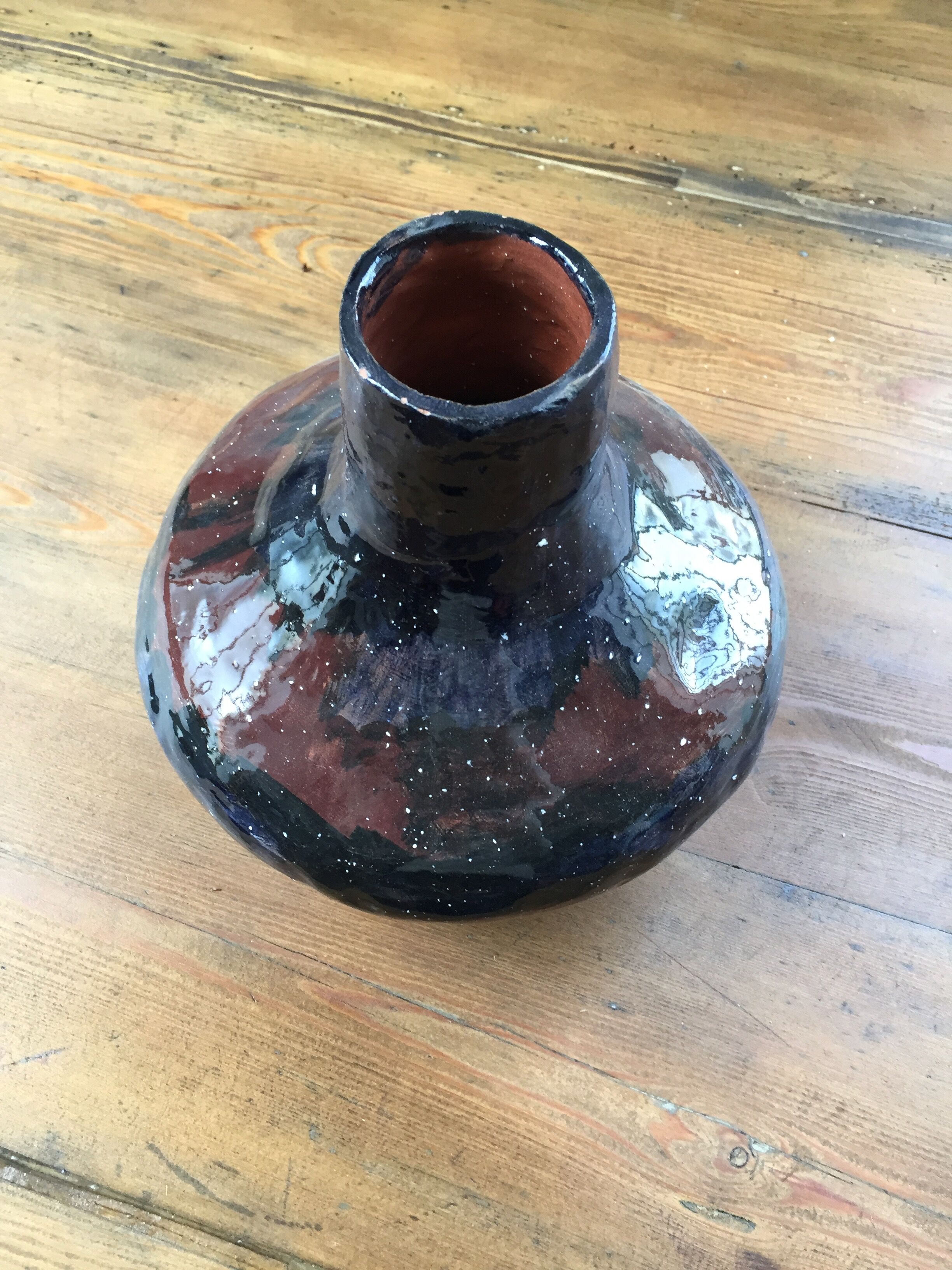 Handcrafted glazed terracotta vase