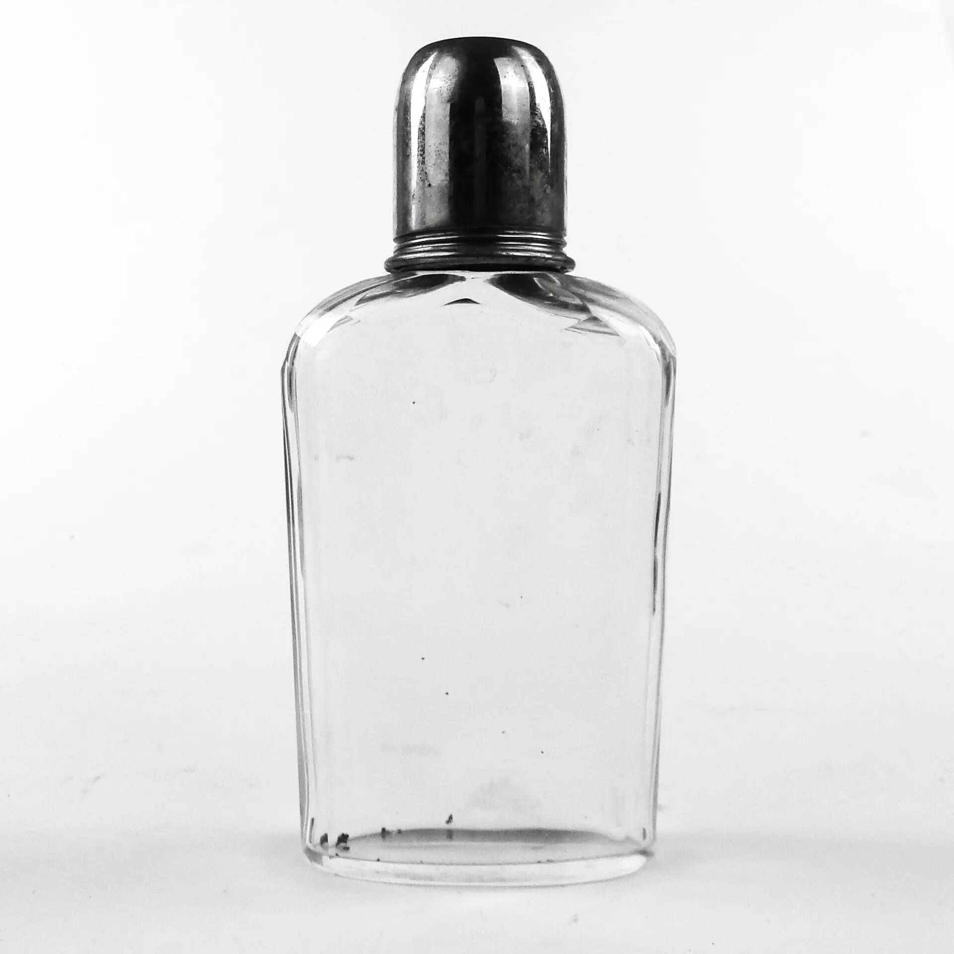 Art Deco hip flask, crystal, France, 1930s