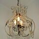 French Parisian Chic Black 3 Light Crystal Beaded 6 Sided Cage Chandelier 3620