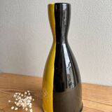Vintage Vallauris two-tone black and yellow earthenware vase