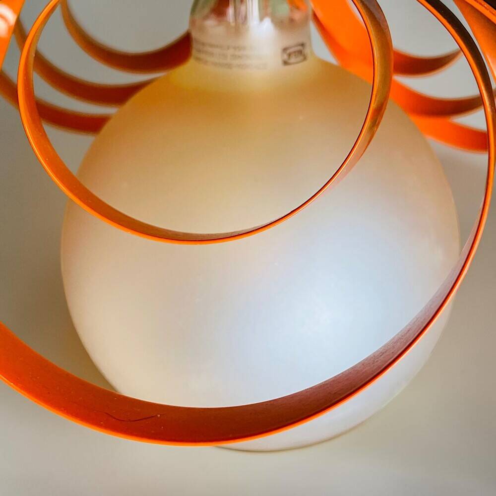 French modern orange metal ribbon lamp