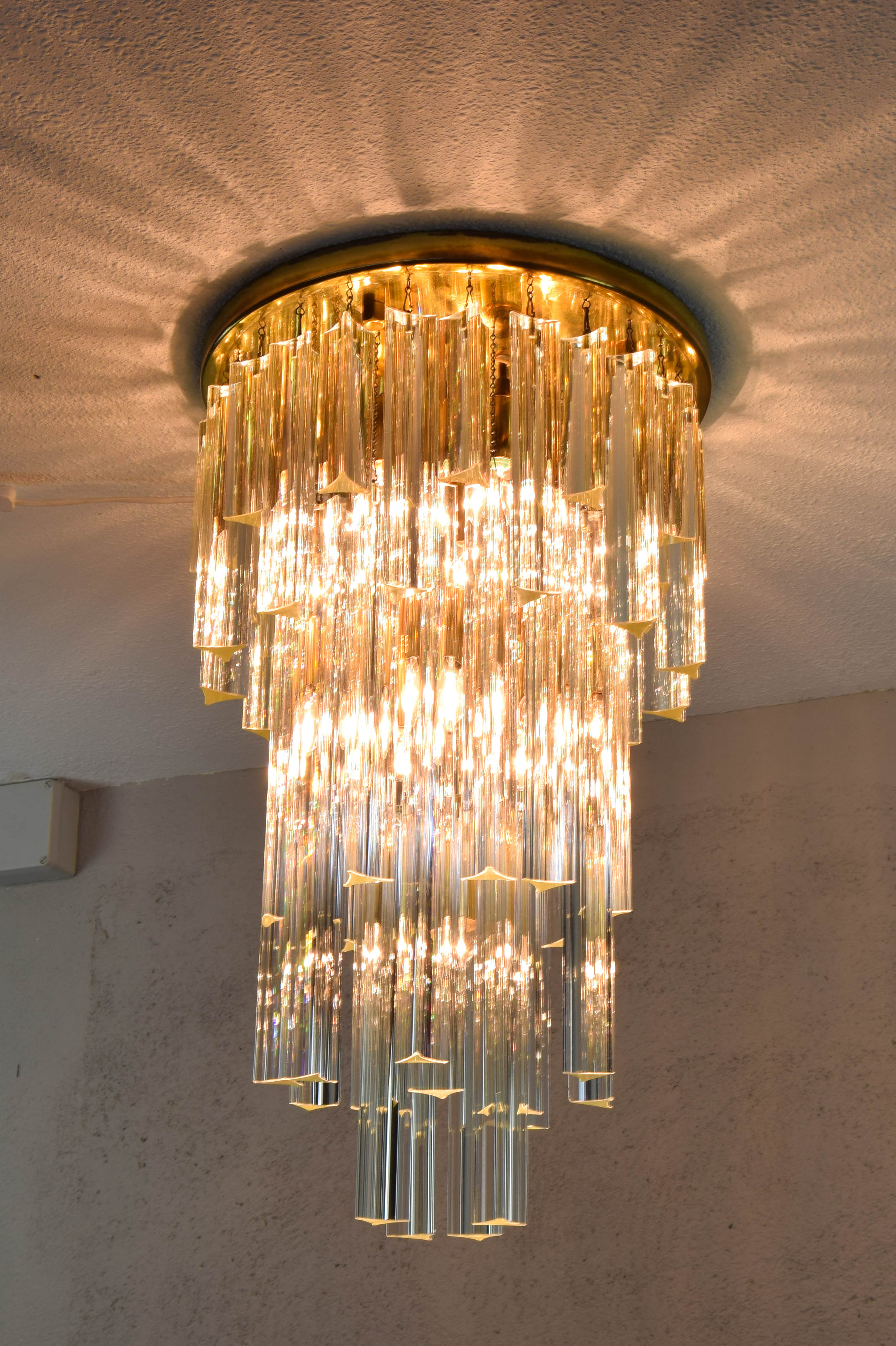 Venini Murano glass waterfall ceiling light Triedri