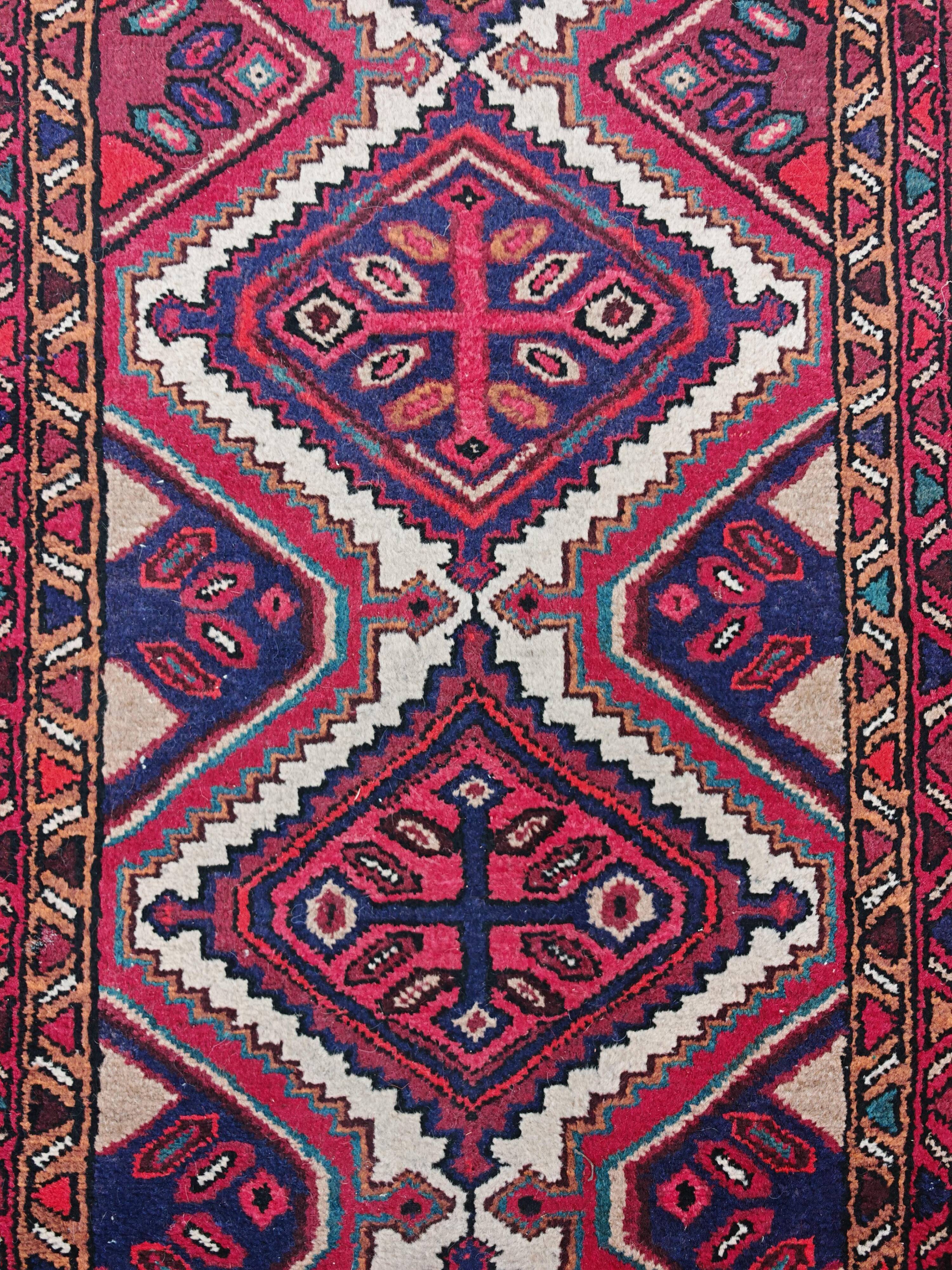 Vintage hand-knotted Hamadan runner rug from the 1960s.