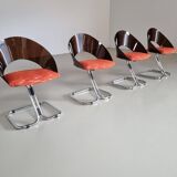 Set of 4 Italian dining chairs in plexiglass from the Spage era, 1970.