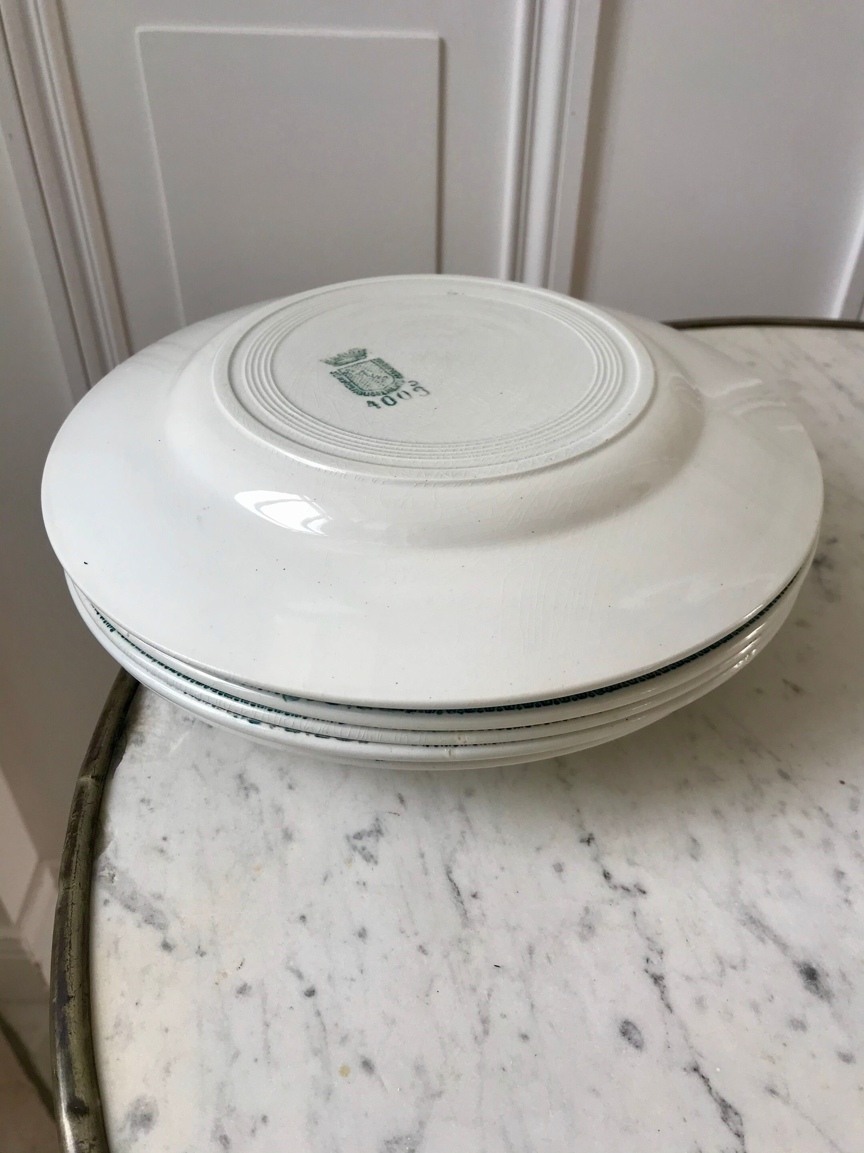 Set of 6 flat plates terre de fer saint-amand xixth