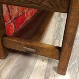 Ancien très grand banc de café en chêne