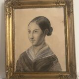 Portrait of a young woman in charcoal, French school circa 1840