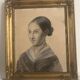Portrait de jeune femme au fusain, école française vers 1840