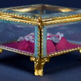 Jewelry box 1900 in beveled glass and brass