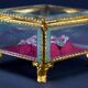 Boite à bijoux 1900 en verre biseauté et laiton