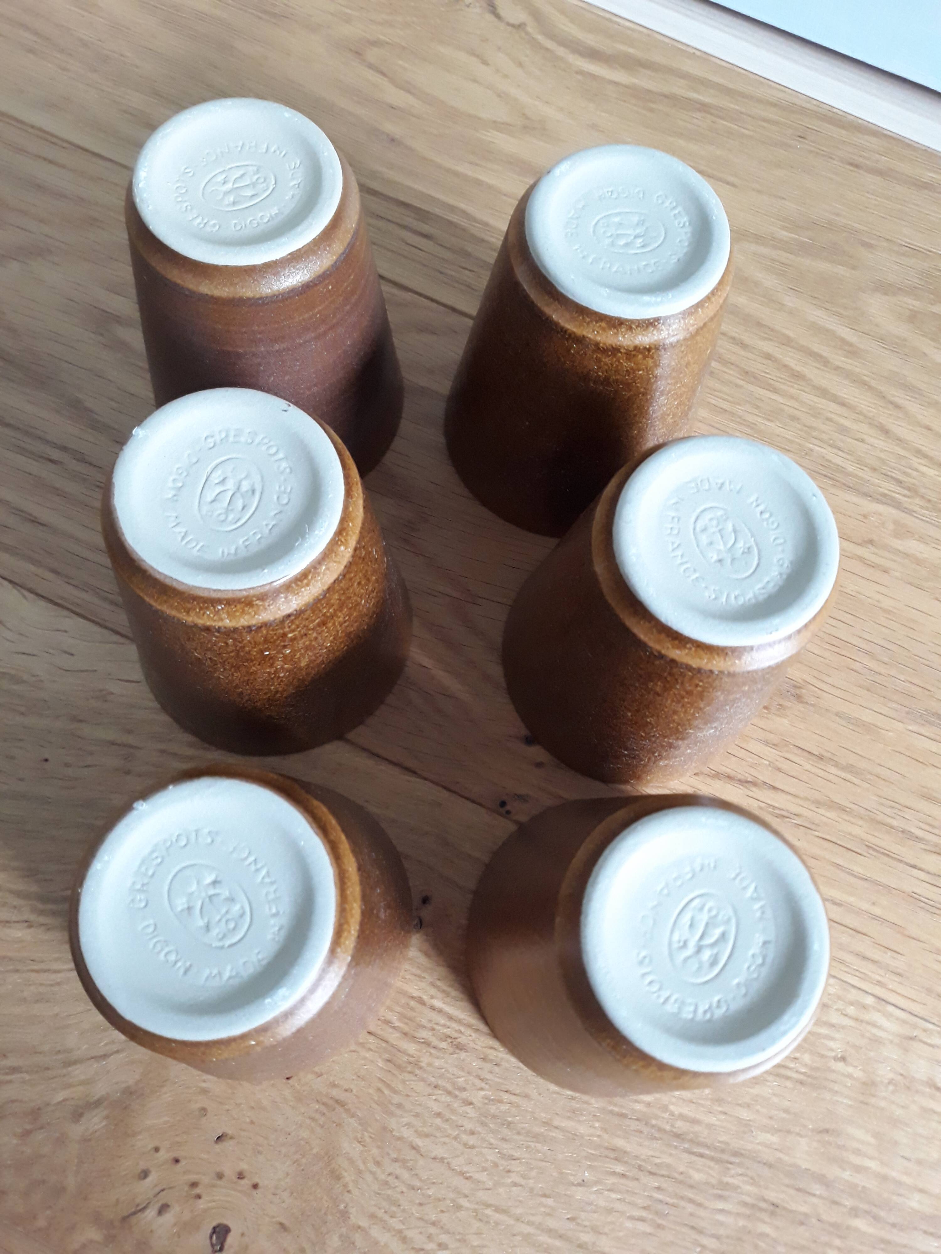 6 cups or glasses Digoin in stoneware